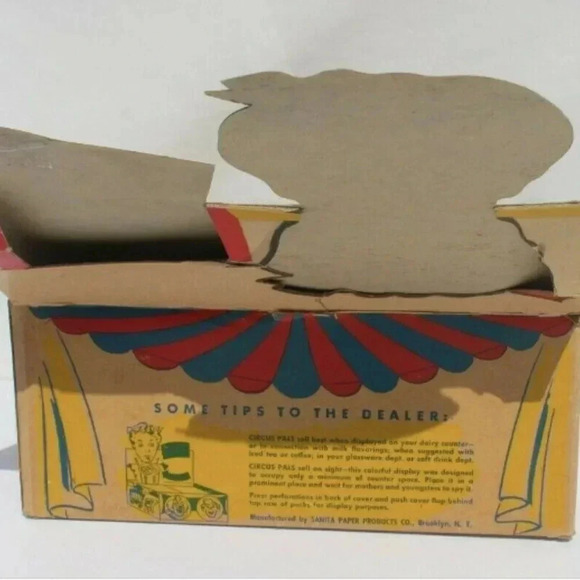 Vtg 7 Circus Pals Drinking Straws / Cut Out Toy (Jo-Jo, Maxie) Selling Display - Picture 3 of 5